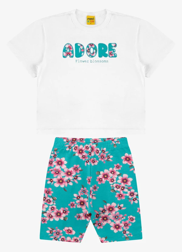 Rovi Kids - Conjunto Blusa com Ciclista Meia Malha Branco 1