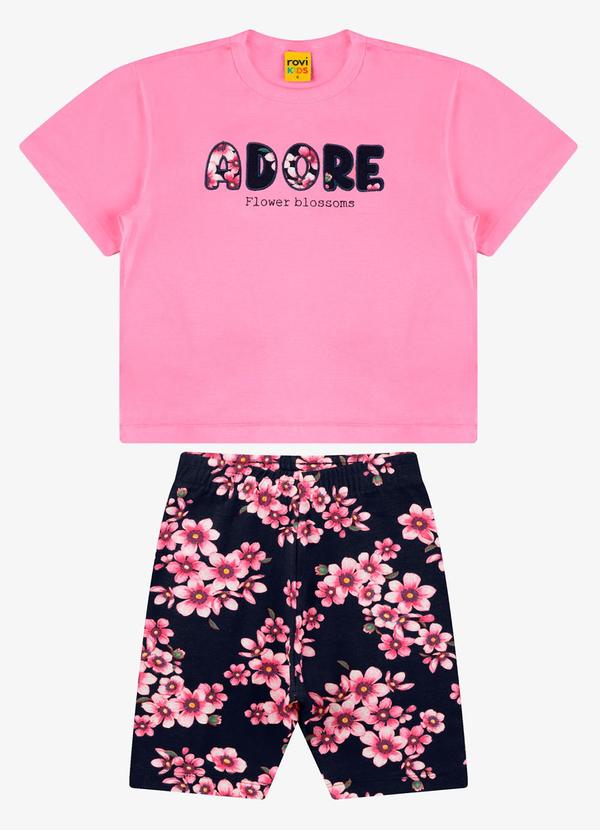 Rovi Kids - Conjunto Blusa com Ciclista Meia Malha Rosa 1