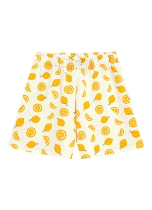 Duduka - Conjunto Blusa com Mangas Franzidas e Short Bege - DUDUKA