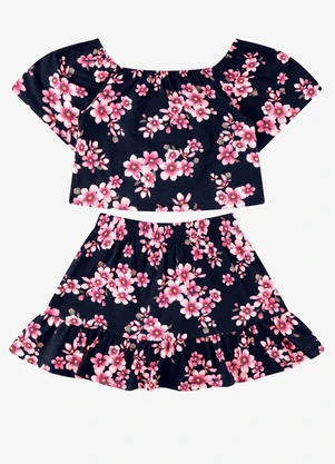 Rovi Kids - Conjunto Blusa com Saia Cotton Azul - ROVI KIDS