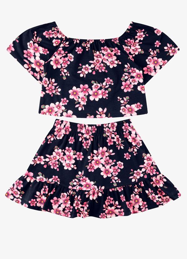 Rovi Kids - Conjunto Blusa com Saia Cotton Azul
