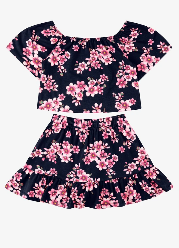 Rovi Kids - Conjunto Blusa com Saia Cotton Azul