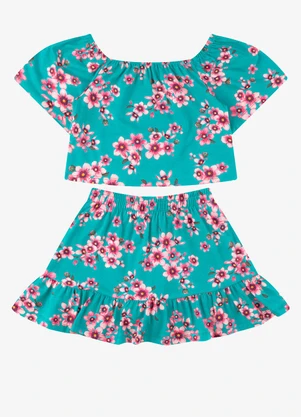 Rovi Kids - Conjunto Blusa com Saia Cotton Verde - ROVI KIDS