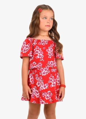 Rovi Kids - Conjunto Blusa com Saia Cotton Vermelho - ROVI KIDS