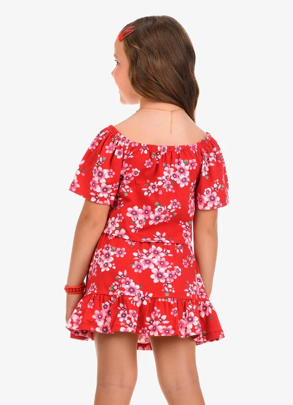 Rovi Kids - Conjunto Blusa com Saia Cotton Vermelho 2