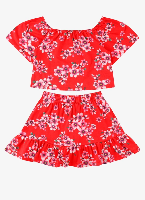 Rovi Kids - Conjunto Blusa com Saia Cotton Vermelho 6