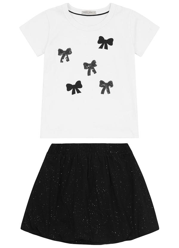 Trick Nick - Conjunto Blusa com Saia em Cotton Leve Branco