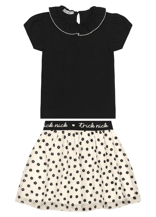 Trick Nick - Conjunto Blusa com Saia em Cotton Leve Preto 2