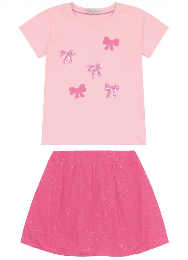 Trick Nick - Conjunto Blusa com Saia em Cotton Leve Rosa