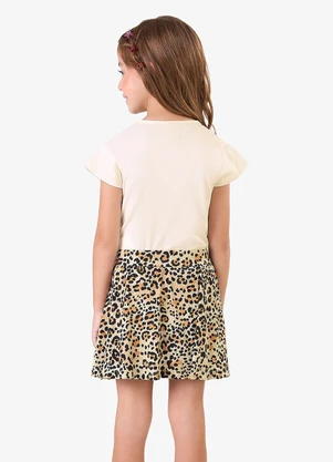 Rovi Kids - Conjunto Blusa com Saia em Meia Malha Bege - ROVI KIDS