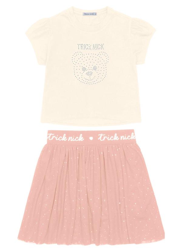 Trick Nick - Conjunto Blusa com Saia em Tule Bege