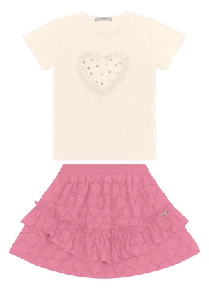 Trick Nick - Conjunto Blusa com Saia em Viscose Khyar Bege - TRICK NICK