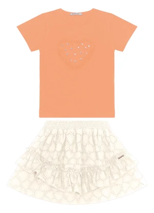 Trick Nick - Conjunto Blusa com Saia em Viscose Khyar Laranja - TRICK NICK