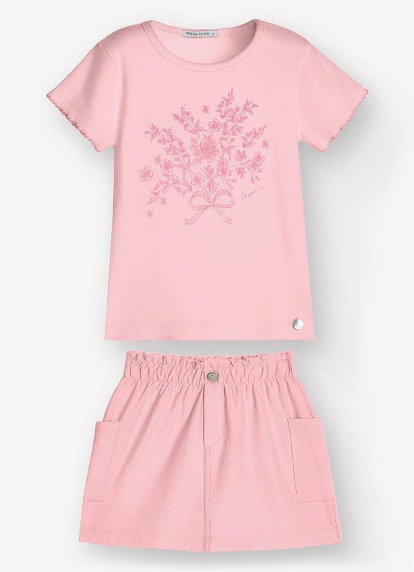 Trick Nick - Conjunto Blusa com Saia Feminino Rosa