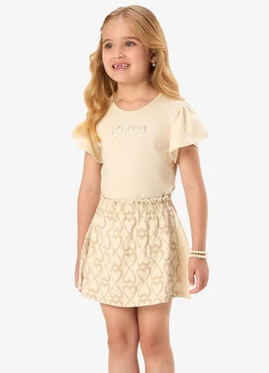 Rovi Kids - Conjunto Blusa com Saia Infantil Bege - ROVI KIDS