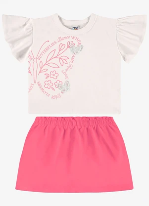Rovi Kids - Conjunto Blusa com Saia Infantil Bege - ROVI KIDS