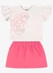 Rovi Kids - Conjunto Blusa com Saia Infantil Branco - variação: Bege