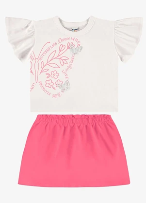Rovi Kids - Conjunto Blusa com Saia Infantil Bege - ROVI KIDS