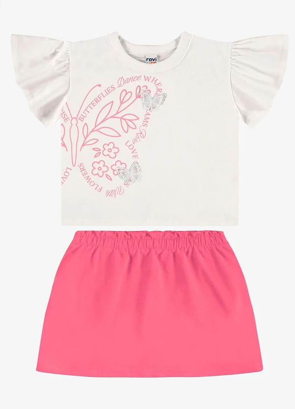 Rovi Kids - Conjunto Blusa com Saia Infantil Bege