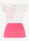 Rovi Kids - Conjunto Blusa com Saia Infantil Branco - variação: Bege