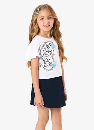 Rovi Kids - Conjunto Blusa com Saia Infantil Branco - ROVI KIDS