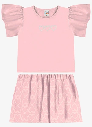 Rovi Kids - Conjunto Blusa com Saia Infantil Rosa - ROVI KIDS