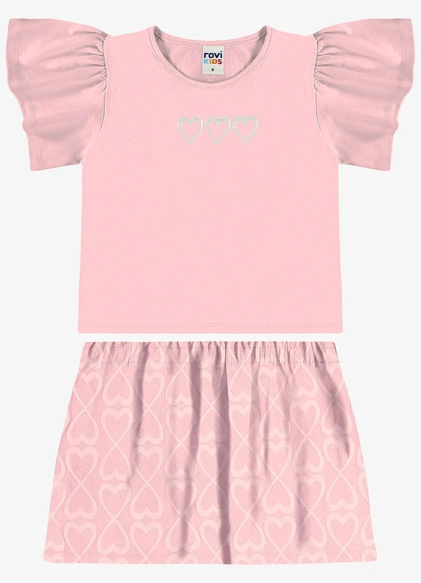 Rovi Kids - Conjunto Blusa com Saia Infantil Rosa