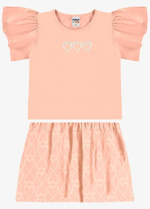 Rovi Kids - Conjunto Blusa com Saia Infantil Rosa - ROVI KIDS