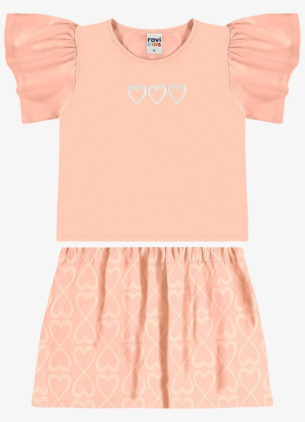 Rovi Kids - Conjunto Blusa com Saia Infantil Rosa