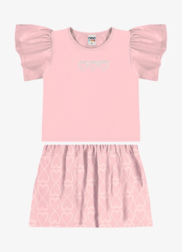 Rovi Kids - Conjunto Blusa com Saia Infantil Rosa