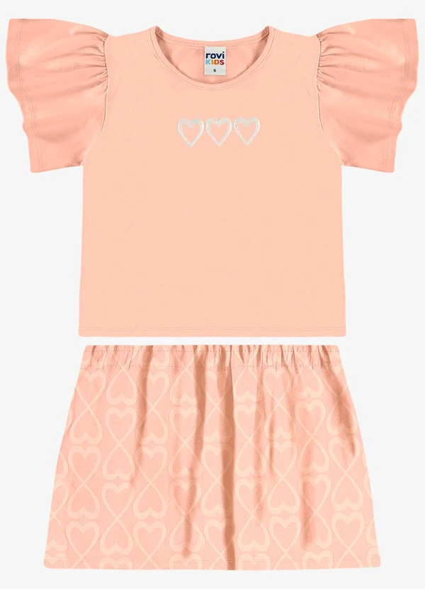Rovi Kids - Conjunto Blusa com Saia Infantil Rosa