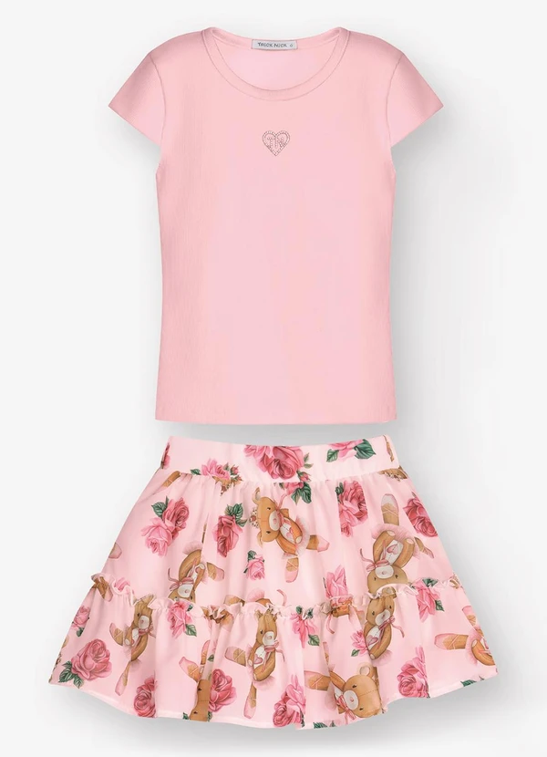 Trick Nick - Conjunto Blusa com Saia Rosa