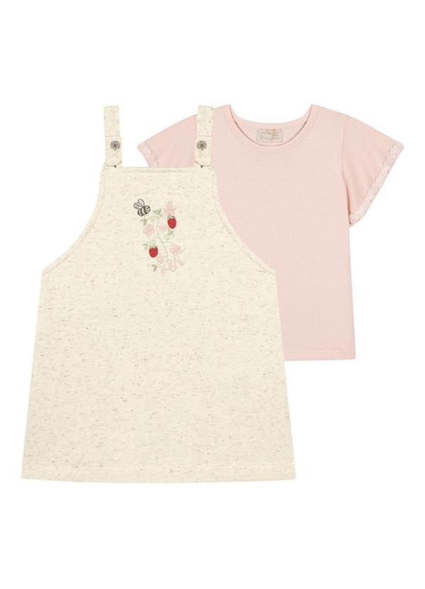 Milli e Nina - Conjunto Blusa com Salopete em Fleece Linho Bege 1