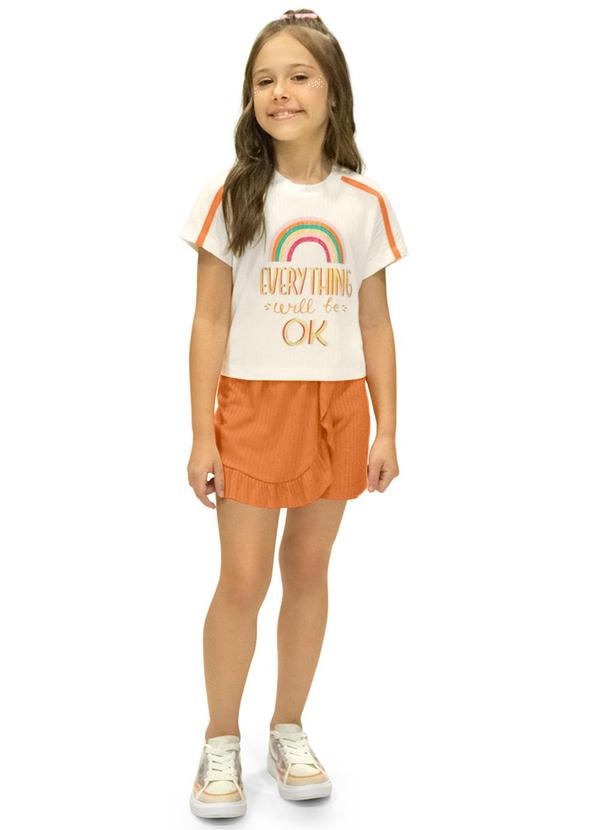 Rovi Kids - Conjunto Blusa com Short Saia Laranja