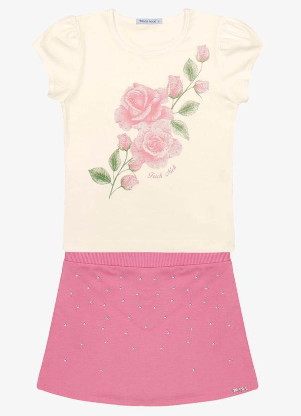 Trick Nick - Conjunto Blusa com Short Saia Moletinho Bege 6