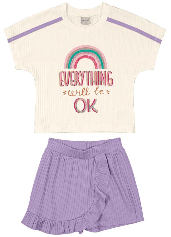 Rovi Kids - Conjunto Blusa com Short Saia Roxo