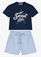 Trick Nick - Conjunto Blusa com Shorts Branco - variação: Azul
