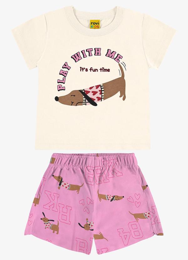 Rovi Kids - Conjunto Blusa com Shorts Bege