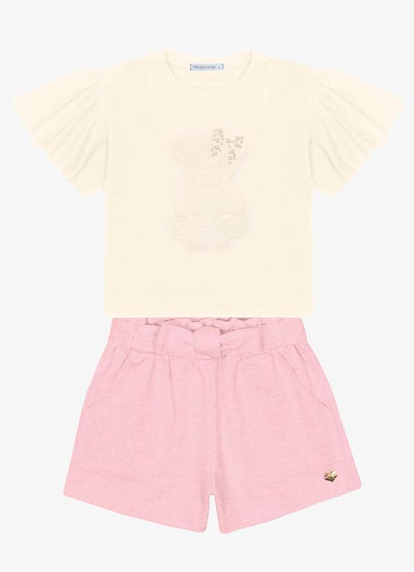 Trick Nick - Conjunto Blusa com Shorts Clochard Bege