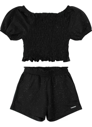 Trick Nick - Conjunto Blusa com Shorts Cotton Glitter Preto - TRICK NICK