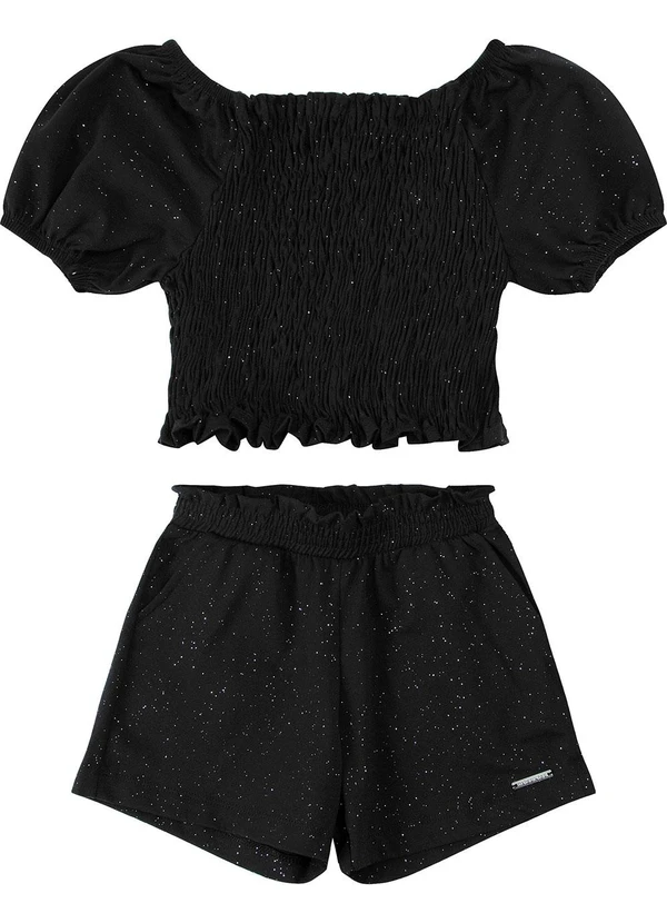 Trick Nick - Conjunto Blusa com Shorts Cotton Glitter Preto