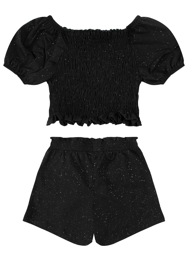 Trick Nick - Conjunto Blusa com Shorts Cotton Glitter Preto 2