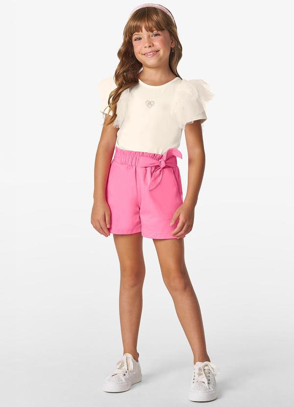 Trick Nick - Conjunto Blusa com Shorts Cotton Leve Bege