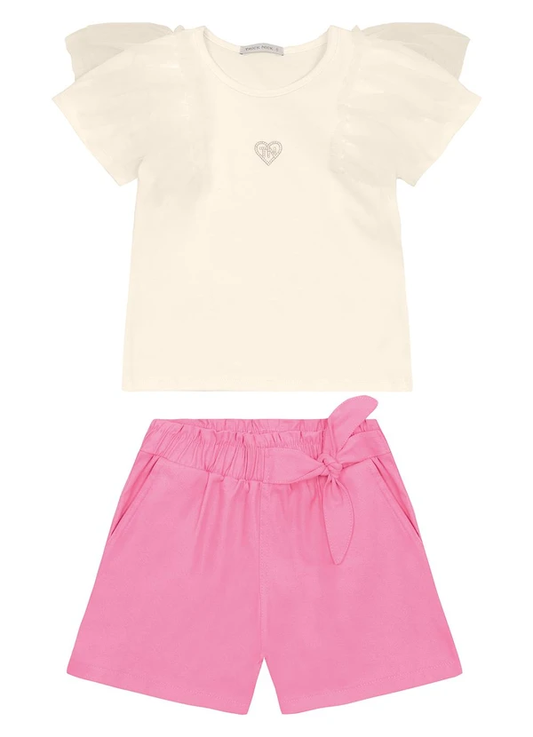 Trick Nick - Conjunto Blusa com Shorts Cotton Leve Bege 2