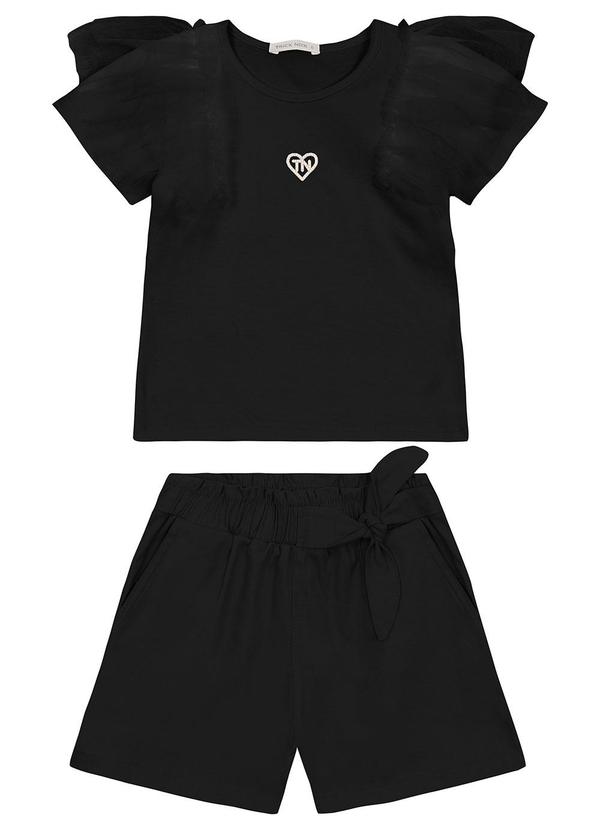 Trick Nick - Conjunto Blusa com Shorts Cotton Leve Preto