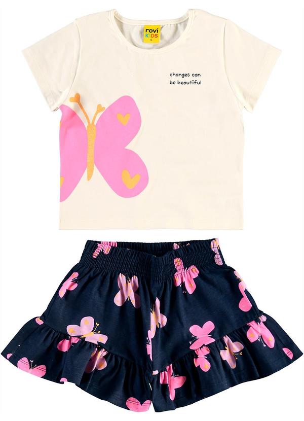 Rovi Kids - Conjunto Blusa com Shorts em Cotton Leve Bege
