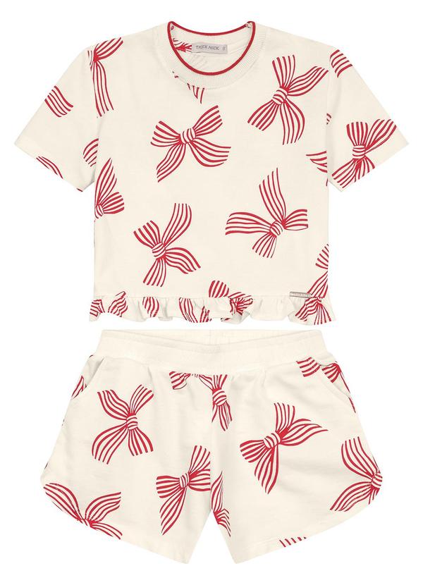 Trick Nick - Conjunto Blusa com Shorts em Moletinho Bege 2