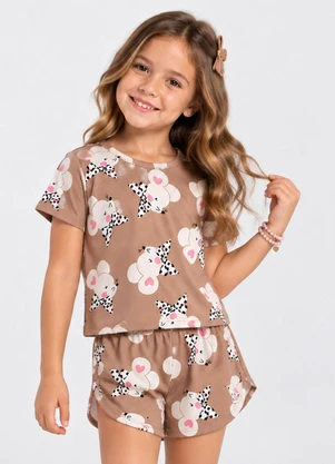 Select - Conjunto Blusa com Shorts em Moletinho Marrom - SELECT