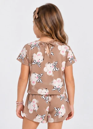 Select - Conjunto Blusa com Shorts em Moletinho Marrom - SELECT