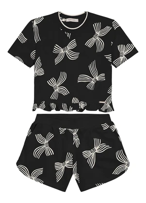 Trick Nick - Conjunto Blusa com Shorts em Moletinho Preto - TRICK NICK